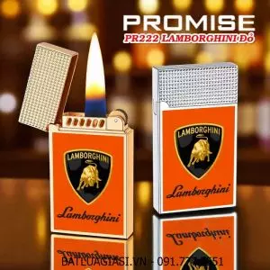 BẬT LỬA XĂNG ĐÁ PROMISE PR222 LOGO SIÊU XE LAMBORGHINI ĐỎ - (XÀI XĂNG)
