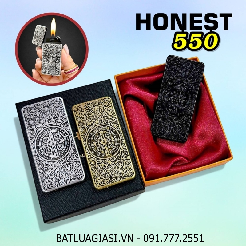 BẬT LỬA HONEST 550 SIÊU MỎNG HÌNH CÂY THÁNH GIÁ TRỪ TÀ CONSTANTINE (CÓ HỘP) - (XÀI GAS)