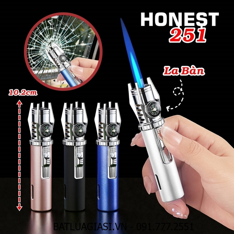 BẬT LỬA KHÈ HONEST 251 MINI TỰ VỆ THOÁT HIỂM (CÓ LA BÀN) FULLBOX - (XÀI GAS)