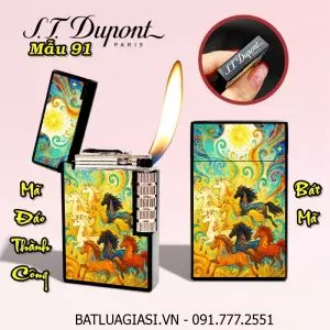 BẬT LỬA DUPONT HÌNH BÁT MÃ (MÃ ĐÁO THÀNH CÔNG) M-91 (S.T. DUPONT) - (XÀI GAS)