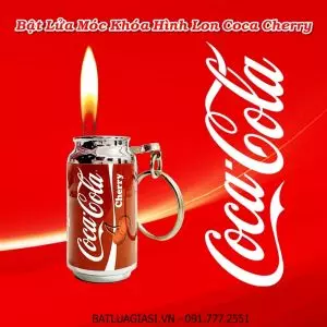 BẬT LỬA MÓC KHÓA HÌNH LON COCA CHERRY - (XÀI GAS)
