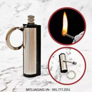 BẬT LỬA - MÓC KHÓA DIÊM XĂNG TRÒN (DIÊM XĂNG SINH TỒN) - (XÀI XĂNG)
