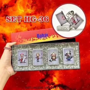 BỘ 4 BẬT LỬA ZIPPO SƠN TĨNH ĐIỆN 2 MẶT CHỦ ĐỀ TÂY DU KÝ (CÓ MỘC ĐÁY) - (XÀI XĂNG) SET HG-36