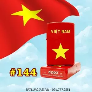 BẬT LỬA ZIPPO SƠN TĨNH ĐIỆN HÌNH CỜ VIỆT NAM - CỜ ĐỎ SAO VÀNG (CÓ MỘC ĐÁY) - (XÀI XĂNG) #144