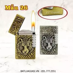 BẬT LỬA DUPONT KHẮC NỔI HÌNH ĐẦU HỔ M-26 (S.T. DUPONT) - (XÀI GAS)