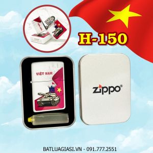 BẬT LỬA ZIPPO SƠN TĨNH ĐIỆN HÌNH VIỆT NAM CHIẾN THẮNG (CÓ MỘC ĐÁY) (HỘP THIẾC KÈM XĂNG) H-150