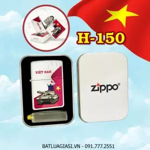 BẬT LỬA ZIPPO SƠN TĨNH ĐIỆN HÌNH VIỆT NAM CHIẾN THẮNG (CÓ MỘC ĐÁY) (HỘP THIẾC KÈM XĂNG) H-150