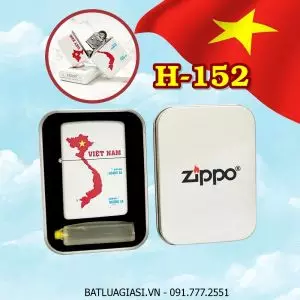 BẬT LỬA ZIPPO SƠN TĨNH ĐIỆN HÌNH BẢN ĐỒ VIỆT NAM (CÓ MỘC ĐÁY) (HỘP THIẾC KÈM XĂNG) H-152