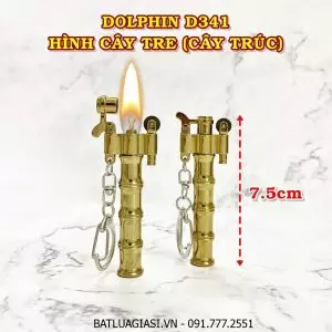 BẬT LỬA - MÓC KHÓA DOLPHIN XĂNG ĐÁ CỔ HÌNH CÂY TRE (CÂY TRÚC) D341 - (XÀI XĂNG)