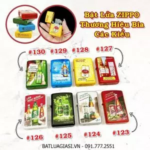 BẬT LỬA ZIPPO 2 MẶT THƯƠNG HIỆU BIA CÁC KIỂU (HEINEKEN, TIGER, 333, BUDWEISER, SÀI GÒN EXPORT, SÀI GÒN LAGER, SÀI GÒN SPECIAL, SÀI GÒN LÊN NHƯ RỒNG)  - (XÀI XĂNG)