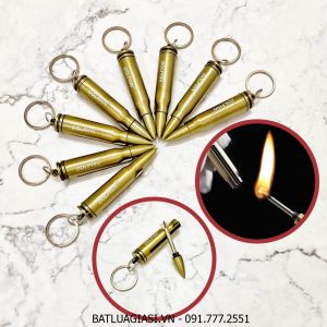 BẬT LỬA MÓC KHÓA DIÊM XĂNG DOLPHIN HÌNH VIÊN ĐẠN (DIÊM XĂNG SINH TỒN) - (XÀI XĂNG)