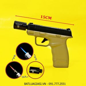 BẬT LỬA KHÈ HÌNH SÚNG HELLCAT 2 CHẾ ĐỘ LỬA (SIZE: 15CM) (FULLBOX) - (XÀI GAS) #VÀNG