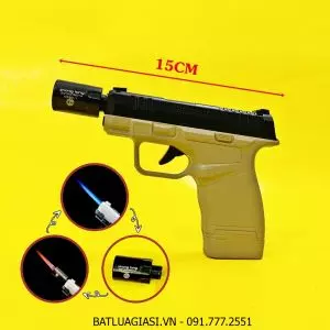 BẬT LỬA KHÈ HÌNH SÚNG HELLCAT 2 CHẾ ĐỘ LỬA (SIZE: 15CM) (FULLBOX) - (XÀI GAS) #VÀNG