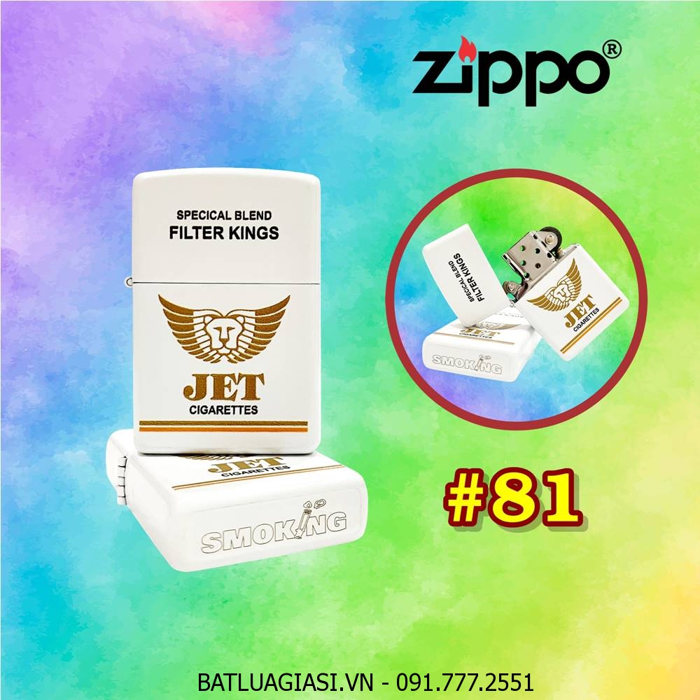 BẬT LỬA ZIPPO SƠN TĨNH ĐIỆN 2 MẶT HÌNH GÓI THUỐC LÁ JET (XÀI XĂNG) #81