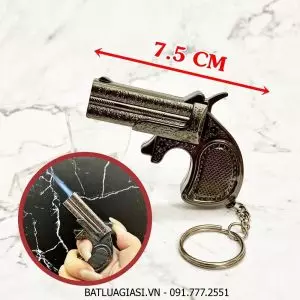 BẬT LỬA KHÈ - MÓC KHÓA HÌNH SÚNG HOA VĂN ĐEN (SIZE: 7.5CM) - (XÀI GAS)