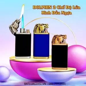 BẬT LỬA DOLPHIN 2 CHẾ ĐỘ LỬA HÌNH ĐẦU NGỰA (LỬA NGỌN VÀ LỬA KHÈ) - (XÀI GAS)