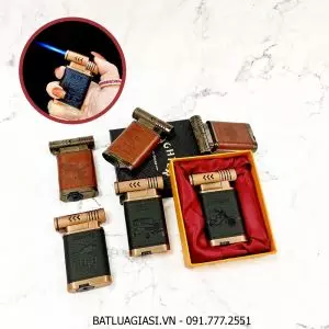 BẬT LỬA KHÈ KIM LOẠI BỌC DA K255 - HÚT TẨU (CÓ HỘP) - (XÀI GAS)