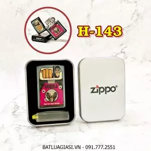 BẬT LỬA ZIPPO SƠN TĨNH ĐIỆN 2 MẶT KIỂU VINTAGE (CÓ MỘC ĐÁY) - (HỘP THIẾC KÈM XĂNG) H-143