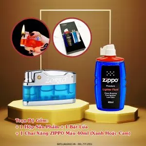 BỘ BẬT LỬA XĂNG LỘ THIÊN ZORRO Z890 KIỂU BỬA CỦI (KÈM CHAI XĂNG) #BẠC XANH