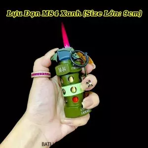BẬT LỬA KHÈ MÓC KHÓA HÌNH TRÁI LỰU ĐẠN M84 XANH (SIZE LỚN) - (XÀI GAS)