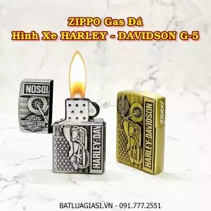 BẬT LỬA ZIPPO GAS ĐÁ HÌNH XE HARLEY - DAVIDSON G-5 - (XÀI GAS)