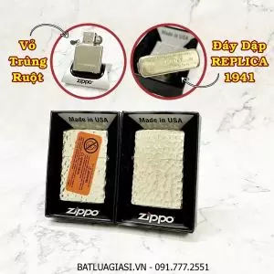 BẬT LỬA ZIPPO MỸ REPLICA 1941 VÂN GÕ BÚA 5 MẶT - RUỘT USA (CÓ TEM ĐỎ) - (XÀI XĂNG) #BẠC