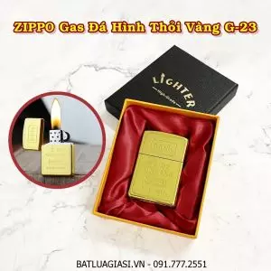 BẬT LỬA ZIPPO GAS ĐÁ HÌNH THỎI VÀNG G-23 (CÓ HỘP) - (XÀI GAS)