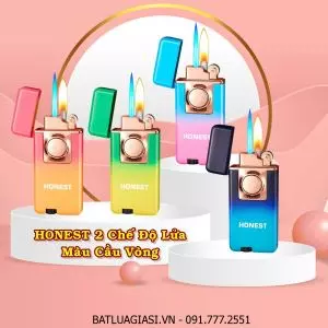 BẬT LỬA HONEST 2 CHẾ ĐỘ LỬA MÀU CẦU VÒNG (LỬA NGỌN VÀ LỬA HOẢ TIỄN) - (XÀI GAS)