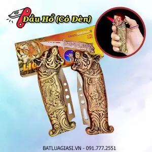 BẬT LỬA KHÈ DAO BẤM TỰ VỆ HÌNH ĐẦU HỔ (CÓ ĐÈN LED) - (XÀI GAS)