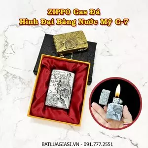 BẬT LỬA ZIPPO GAS ĐÁ HÌNH ĐẠI BÀNG NƯỚC MỸ G-7 (CÓ HỘP) - (XÀI GAS)