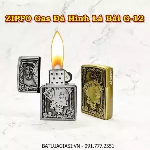 BẬT LỬA ZIPPO GAS ĐÁ HÌNH LÁ BÀI G-12 - (XÀI GAS)