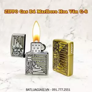 BẬT LỬA ZIPPO GAS ĐÁ MARLBORO HOA VĂN G-6 - (XÀI GAS)