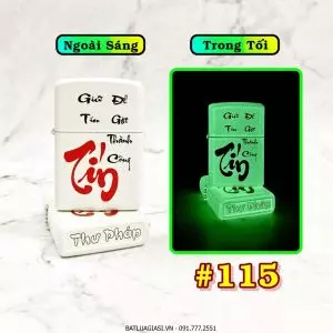 BẬT LỬA ZIPPO CHỮ TÍN THƯ PHÁP "GIỮ TÍN ĐỂ GẶT THÀNH CÔNG" (DẠ QUANG HÚT ÁNH SÁNG) - (XÀI XĂNG) #115
