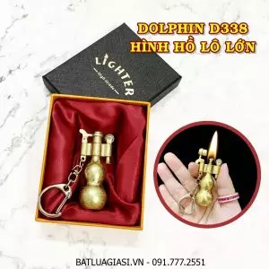 BẬT LỬA - MÓC KHÓA DOLPHIN XĂNG ĐÁ CỔ HÌNH HỒ LÔ LỚN D338 (KIM LOẠI) (CÓ HỘP) - (XÀI XĂNG)