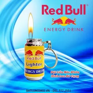 BẬT LỬA MÓC KHÓA HÌNH LON BÒ CỤNG RED BULL - (XÀI GAS)