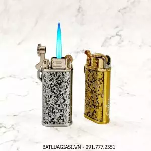 BẬT LỬA KHÈ GAS ĐÁ RÃNH TAY CHIEF CF220B HÌNH HOA VĂN (KIM LOẠI) - (XÀI GAS)