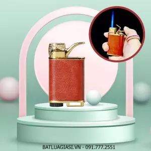 BẬT LỬA KHÈ HÌNH TẨU THUỐC THÂN BỌC DA - (XÀI GAS)