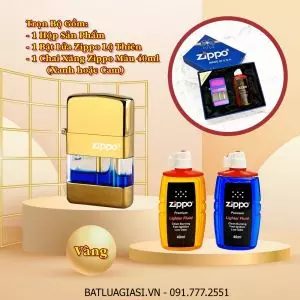 BẬT LỬA ZIPPO XĂNG LỘ THIÊN (FULL BOX) - (XÀI XĂNG) #VÀNG