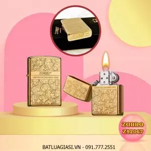 BẬT LỬA ZIPPO ZORRO KHẮC HOA VĂN 2 MẶT Z92067 (FULLBOX) - (XÀI XĂNG)
