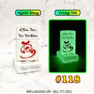 BẬT LỬA ZIPPO CHỮ TÂM THƯ PHÁP "CHÂN TÂM TÀI TẤT ĐÁO" (DẠ QUANG HÚT ÁNH SÁNG) - (XÀI XĂNG) #118