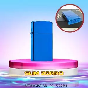 BẬT LỬA ZIPPO SLIM ZORRO TRƠN BÓNG (FULL BOX) - (XÀI XĂNG) #XANH