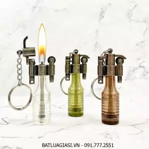 BẬT LỬA GAS LỘ THIÊN - MÓC KHÓA DOLPHIN GAS ĐÁ HÌNH CHAI RƯỢU - (XÀI GAS)