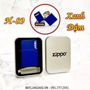 BẬT LỬA ZIPPO SƠN TĨNH ĐIỆN NHIỀU MÀU (CÓ MỘC ĐÁY) (HỘP THIẾC KÈM XĂNG) #H-89 XANH ĐẬM
