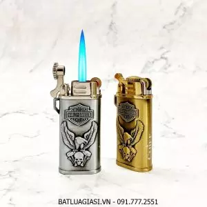 BẬT LỬA KHÈ GAS ĐÁ RÃNH TAY CHIEF CF220D HÌNH ĐẠI BÀNG LOGO "HARLEY-DAVIDSON" (KIM LOẠI) - (XÀI GAS)