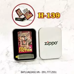 BẬT LỬA ZIPPO SƠN TĨNH ĐIỆN 2 MẶT KIỂU VINTAGE (CÓ MỘC ĐÁY) - (HỘP THIẾC KÈM XĂNG) H-139