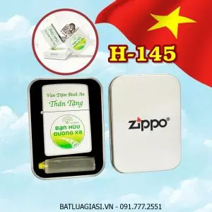 BẬT LỬA ZIPPO SƠN TĨNH ĐIỆN LOGO BẠN HỮU ĐƯỜNG XA VIỆT NAM (CÓ MỘC ĐÁY) (HỘP THIẾC KÈM XĂNG) H-145