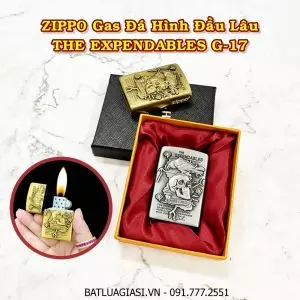 BẬT LỬA ZIPPO GAS ĐÁ HÌNH ĐẦU LÂU THE EXPENDABLES G-17 (CÓ HỘP) - (XÀI GAS)