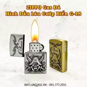 BẬT LỬA ZIPPO GAS ĐÁ HÌNH ĐẦU LÂU CƯỚP BIỂN G-18 - (XÀI GAS)