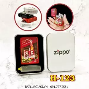 BẬT LỬA ZIPPO 2 MẶT THƯƠNG HIỆU BIA SÀI GÒN EXPORT (QUÀ TẶNG TỪ BIA) - (HỘP THIẾC KÈM XĂNG) H-123